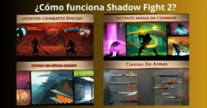 Shadow Fight 2 El Desafío Definitivo para Dominar las Sombras", destacando los combates épicos y habilidades necesarias para vencer
