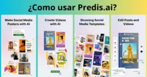 Predis.ai: Herramienta de IA para Redes Sociales", destacando sus capacidades de creación y análisis de contenido