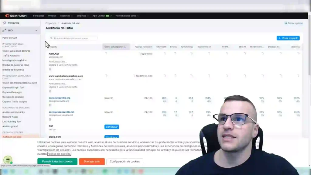 Tutorial Completo de Semrush 2025: Optimiza tu SEO al Máximo 4 Interfaz de Semrush 2025 mostrando el panel de auditoría de backlinks, con métricas de calidad, enlaces tóxicos y dominios referentes.