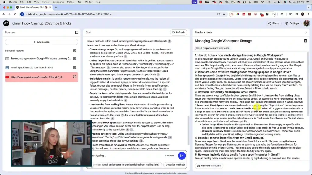 NotebookLM: La inteligencia artificial que transforma tus apuntes 4 Imagen que muestra la interfaz de NotebookLM con un documento de preguntas frecuentes en proceso de edición.