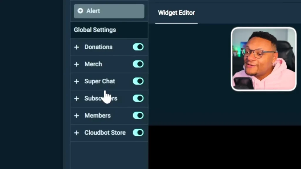 Streamlabs Desktop: Guía de Configuración para Comenzar a Transmitir 3 Imagen ilustrativa de la configuración de alertas y widgets en OBS Studio, mostrando opciones como notificaciones de seguidores, suscriptores y donaciones. Aprende a integrar herramientas como Streamlabs y Streamelements para mejorar la interactividad y profesionalismo de tus transmisiones en vivo