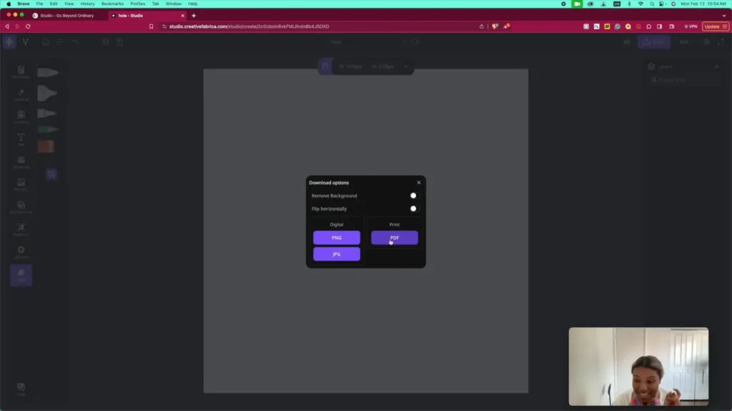 Imagen que muestra la pantalla de exportación en Studio con opciones como MP4, PNG, JPG y PDF, ajustando la calidad y resolución del archivo final