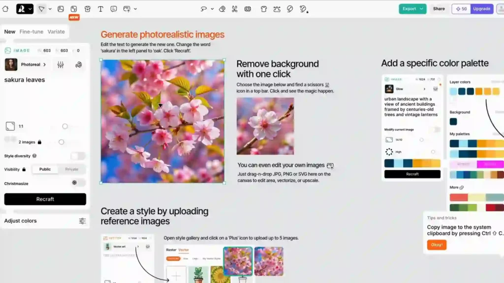 Recraft AI: Estudio de Diseño y Generador de Imágenes AI 2 Imagen ilustrativa del proceso de generación de imágenes con inteligencia artificial en Recraft. Aprende a utilizar herramientas avanzadas para crear ilustraciones, mejorar diseños y explorar nuevas posibilidades creativas con IA.