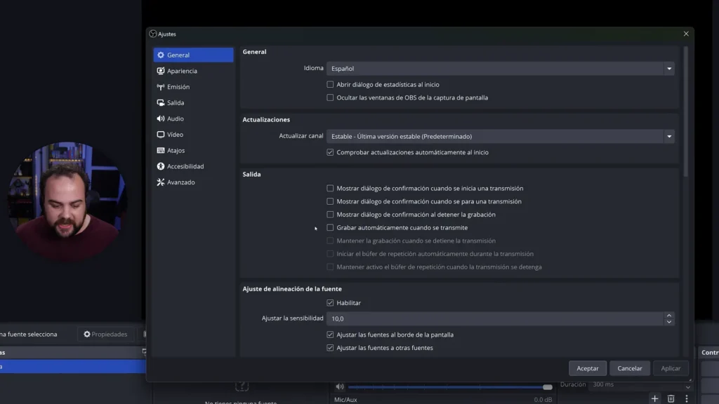 OBS Studio: Herramienta Definitiva para Streaming y Grabación Profesional 2 Imagen ilustrativa de la configuración básica de OBS Studio, mostrando ajustes clave como resolución, bitrate, codificación y fuentes de video. Descubre cómo optimizar OBS para obtener la mejor calidad en tus transmisiones en Twitch, YouTube y otras plataformas