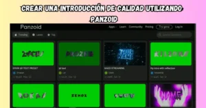 Editor de Panzoid mostrando herramientas para diseñar intros animadas con efectos visuales