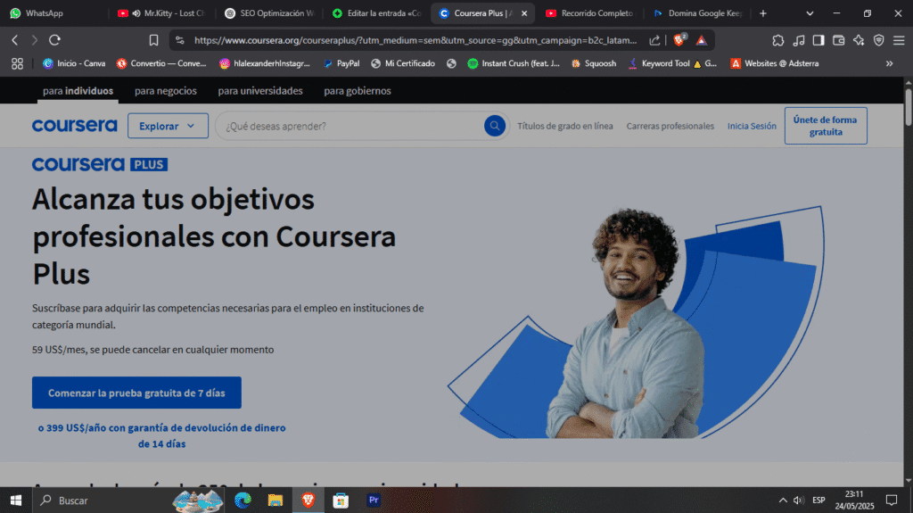 Coursera: Cursos Gratis y de Pago para Impulsar Tu Carrera 2 Coursera, una plataforma de educación en línea que ofrece cursos, especializaciones y certificados de universidades e instituciones líderes a nivel mundial